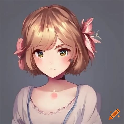 Anime Girl With Short Blonde Hair And Captivating Reddish Brown Eyes On Craiyon