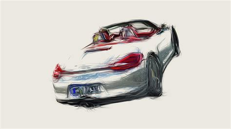 Porsche Boxster S Car Drawing Digital Art By Carstoon Concept Fine