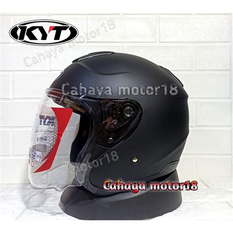 Jual HELM KYT KYOTO R SOLID BLACK DOFT ORIGINAL KACA IRIDIUM VENOM