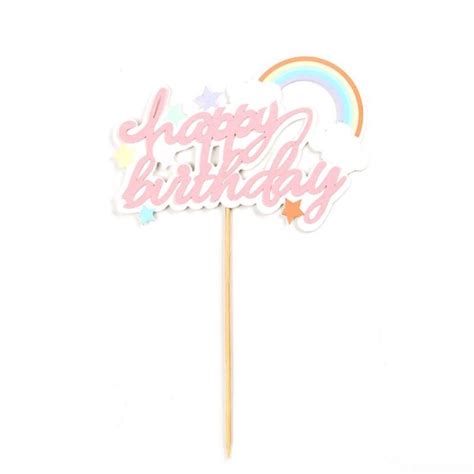 Jual Topper Cake Happy Birthday Tusukan Kue Awan Pelangi Rainbow