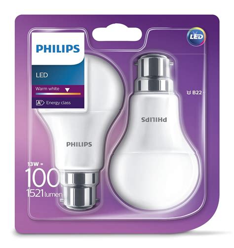 Philips Led B22 Bayonet Cap Light Bulb Frosted 13 W 100 W Warm