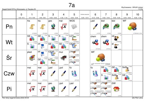 Plan Zajęć Dwujęzyczna Szkoła Podstawowa Nr 5 STO im Zawiszy Czarnego