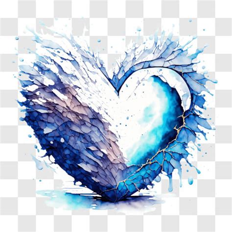 Download Broken Blue Heart with Water Splashes PNGs Online - Creative ...