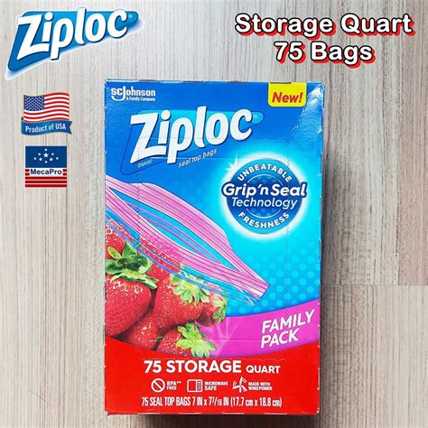 Ziploc® Storage Quart 75 Bags ถุงเก็บอาหาร ถุงอเนกประสงค์ Grip N Seal Technology Shopee Thailand