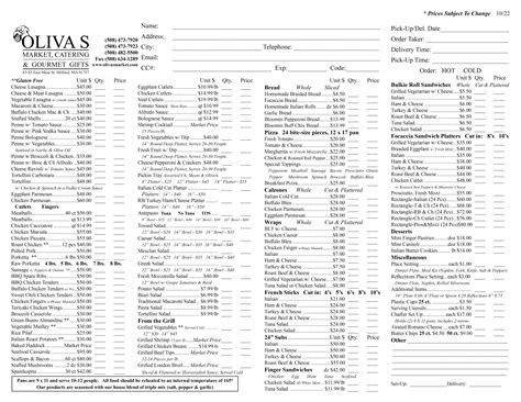 Catering Menu – OLIVA'S MARKET, CATERING & GOURMET GIFTS