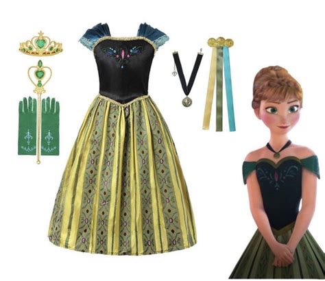 Disney Inspired Frozen Anna Coronation Princess Dress Costume Etsy