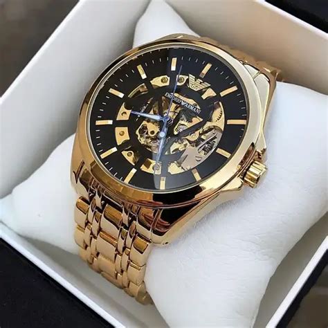 Купить Мужские золотые механические наручные часы Emporio Armani ...