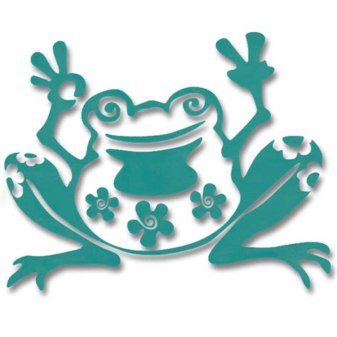 Peace Frog With Flowers Vinyl Cutout Window Sticker