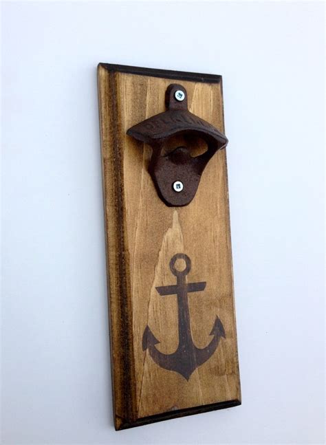 Wall Mount Rustic Bottle Opener Anchor Silhouette Nautical By