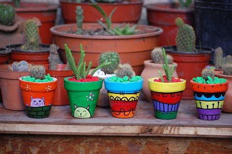 Macetas De Barro Pintadas A Mano Cactus Macetas Casa 398346