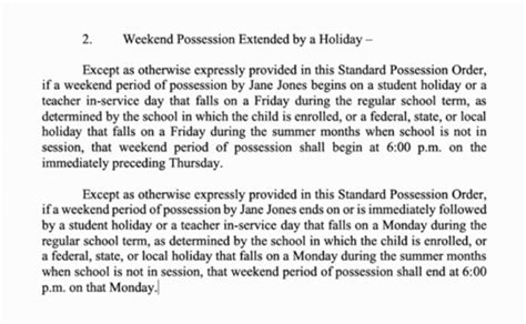 Texas Standard Possession Order For February 2022