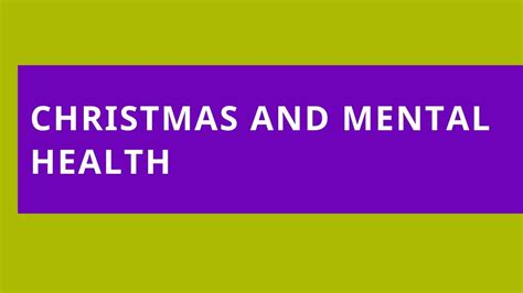 Mental Health During Christmas Youtube