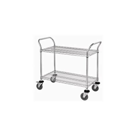 Stainless Steel Wire Shelving Cart With 2 Shelves - 18 x 42 x 37.5 in ...