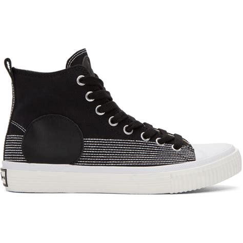 McQ Alexander McQueen Black Swallow Plimsoll High Top Sneakers McQ