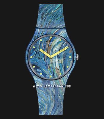 Swatch Moma Suoz The Starry Night By Vincent Van Gogh Blue Dial Blue