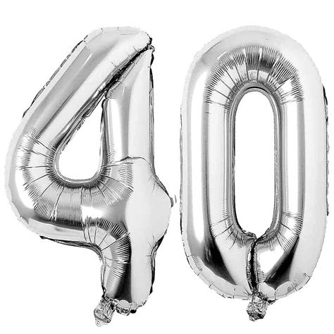 Silver 40 Number Balloons Big Giant Jumbo Large Number 40 Foil Mylar