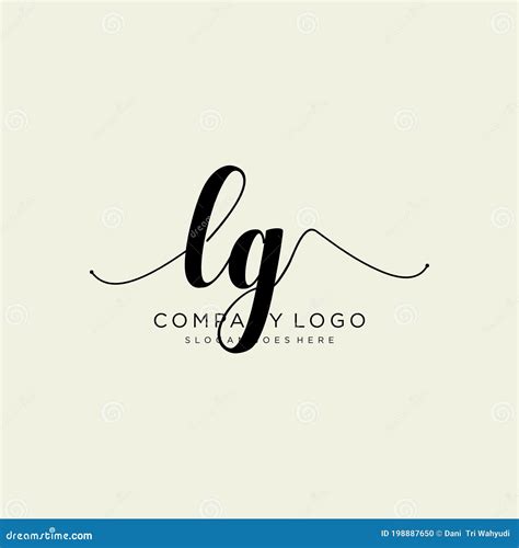 Initial Lg Handwriting Logo With Circle Template Vector Stock Vector