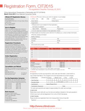 Fillable Online CIT 2015 Registration Form Fax Email Print PdfFiller