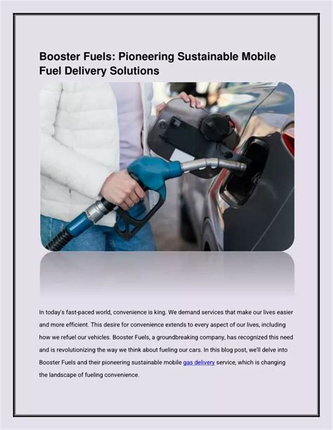 Ppt Booster Fuels Pioneering Sustainable Mobile Fuel Delivery