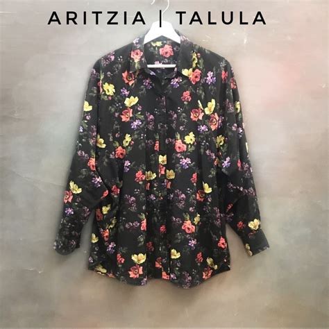 Aritzia Talula Oversized Floral Shirt Silk Cotton Gem