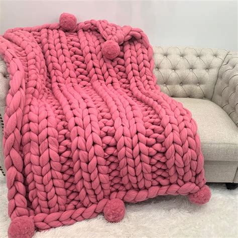 Hand Knit Blanket Etsy