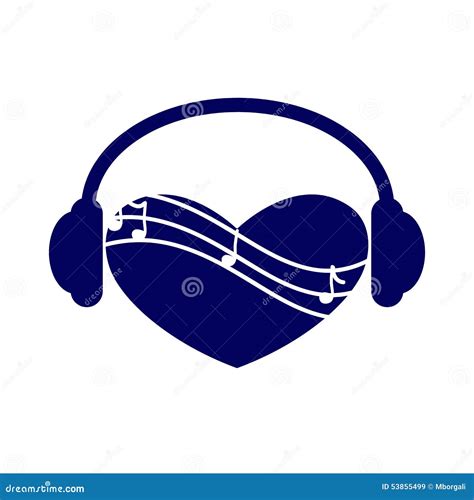 Heart With Notes And Headphones Stock Vector Illustration Of Club