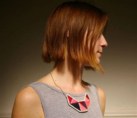 Small Embroidered Geometric Bib Necklace In Beautiful Pinks Oxblood Red