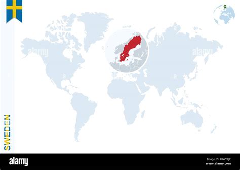 Mapa Mundial Con Aumento De Suecia Globo Terr Queo Azul Con El Pin De