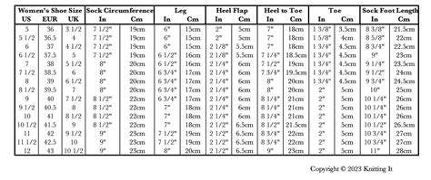 Knitted Sock Size Chart A Guide To Perfect Fitting Socks