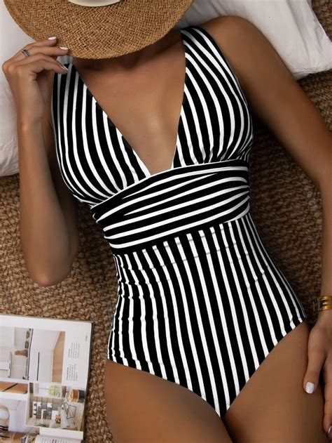 Vintage Swimsuits Women Swimsuits Striped Swimwear Striped Swimsuit