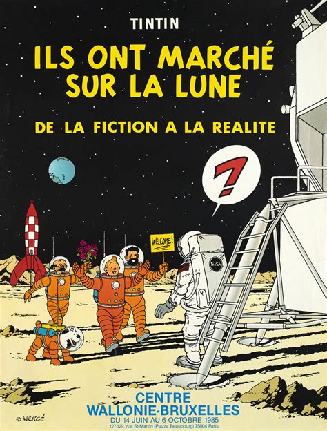 Affiche ancienne Tintin Ils ont marché sur la Lune Galerie 1 2 3