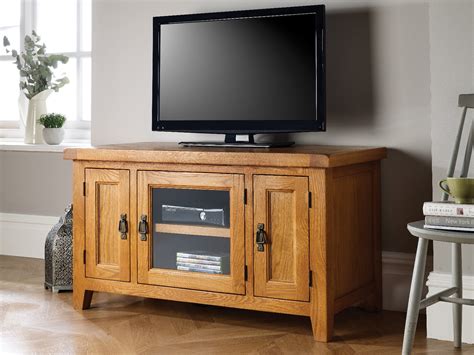 Light Rustic Oak Standard Tv Unit With Glazed Doors Atelier Yuwaciaojp