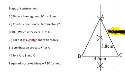 Construct An Isosceles Triangle ABC In Which Base BC 4 5 Cm And