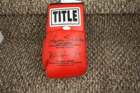 Michael Spinks And Leon Spinks Dual Signed Title Red Boxing Glove Jsa Witness Ebay