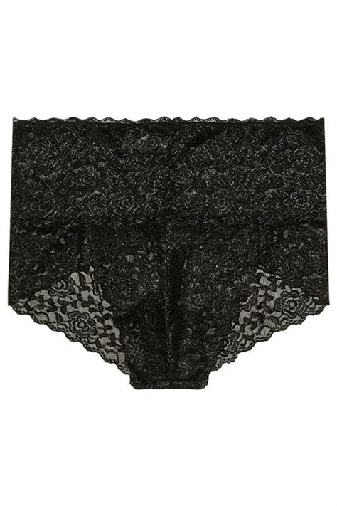 Curve Black Lace High Waisted Knickers Yours Clothing