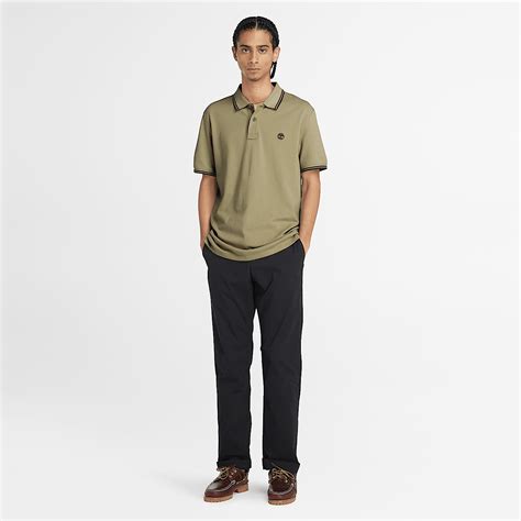 Tipped Pique Polo Shirt For Men In Green