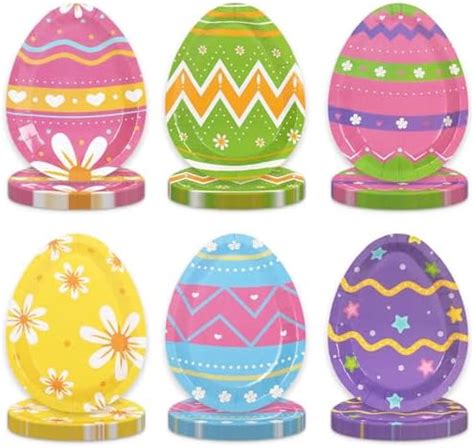 Amazon Jarthenaamcs Pcs Easter Paper Plates Easter Egg Shaped