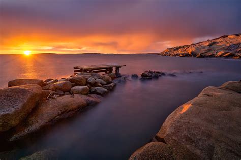 Wallpaper Sunlight Landscape Sunset Sea Lake Water Rock Nature