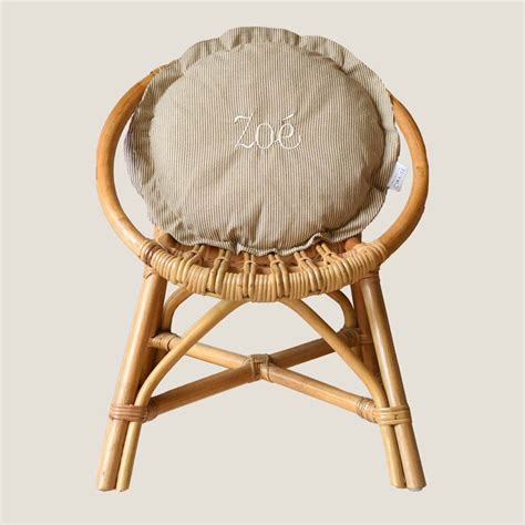 Fauteuil En Rotin Pour Enfant Et Son Coussin Personnalisable Ray Beige