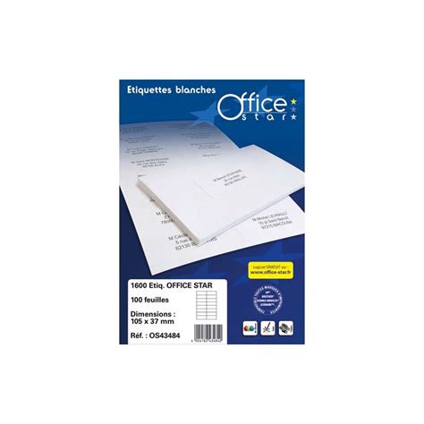 Office Star Bo Te De Tiquettes Multi Usage Blanches X Mm