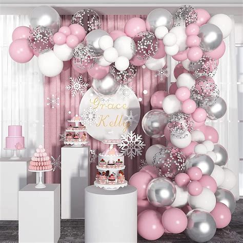 Pink Balloon Garland Kit 120 Pcs 12 In Pink Silver Metallic Etsy