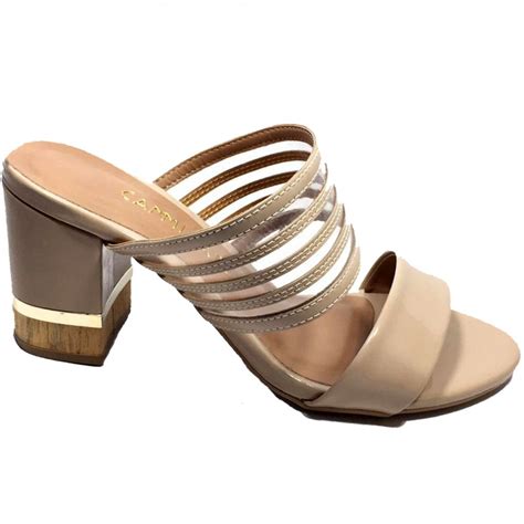 Sandália Feminina Camminare Verniz Natural Nude Compre Agora Cabana Magazine