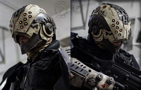 The Enforcer Cyberpunk Tactical Led Helmet By Twohornsunited