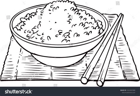 Rice Bowl Hand Drawn Vector Illustration Stock Vector Royalty Free