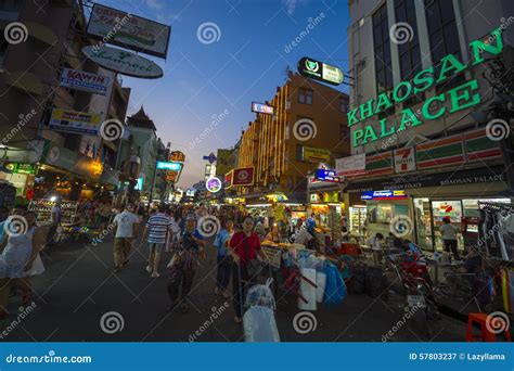 Khao San Road Bangkok Backpacker Street Nightlife Editorial Photography