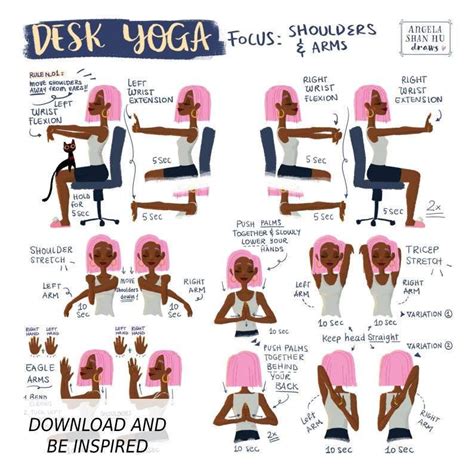 Desk Yoga - **Bestsellers Bundle** WHITE | Office Yoga Print | Yoga at ...