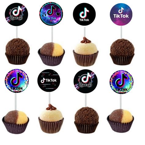 Mini Topper Tik Tok Para Docinhos Cupcake E Doces Geral Festa