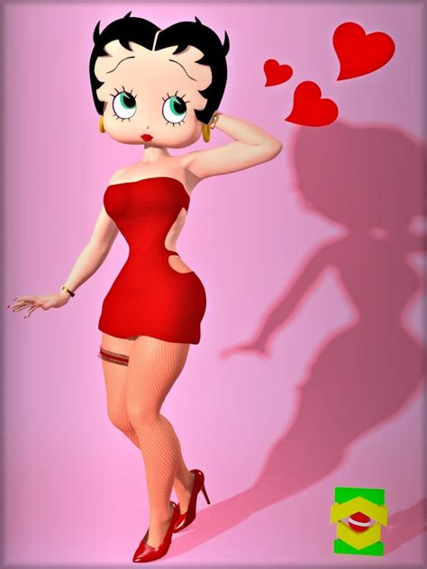 Betty Boop In Cut Out Red Dress And Hearts By Ken1171 Betty Boop