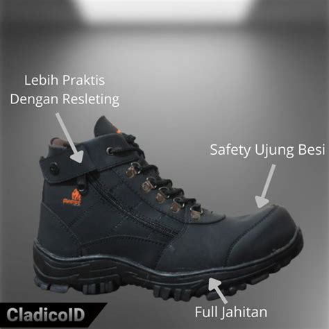 Jual Sepatu Boots Pria Safety Ujung Besi Dengan Resleting Outdoor Kerja