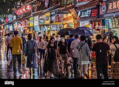 This is Jiaochangkou night market, a famous night market and travel ...